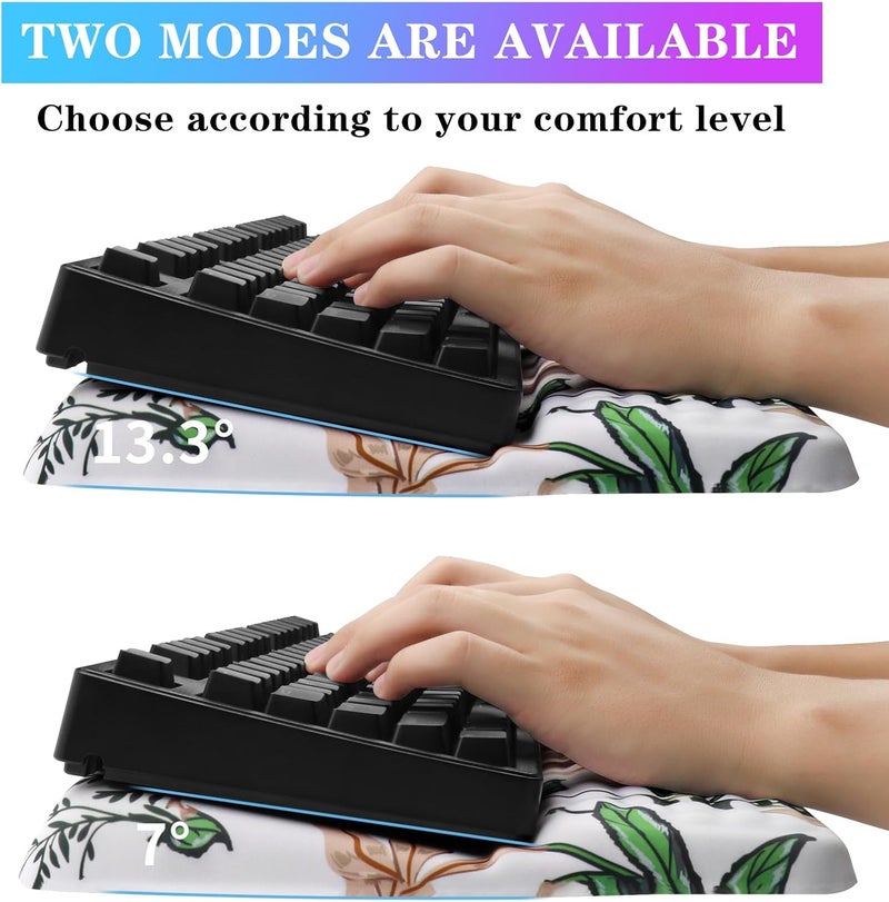 KEPUTAIER Computer Keyboard Stand with Wrist Rest, Ergonomic Tilted Keyboard Holder - Keyboard Riser with Wrist Pad - Keyboard Tray Support for Office Home - Wild Grass - Image 2